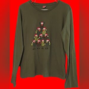 Santa hat birds cotton women's Christmas/holiday shirt by LAT